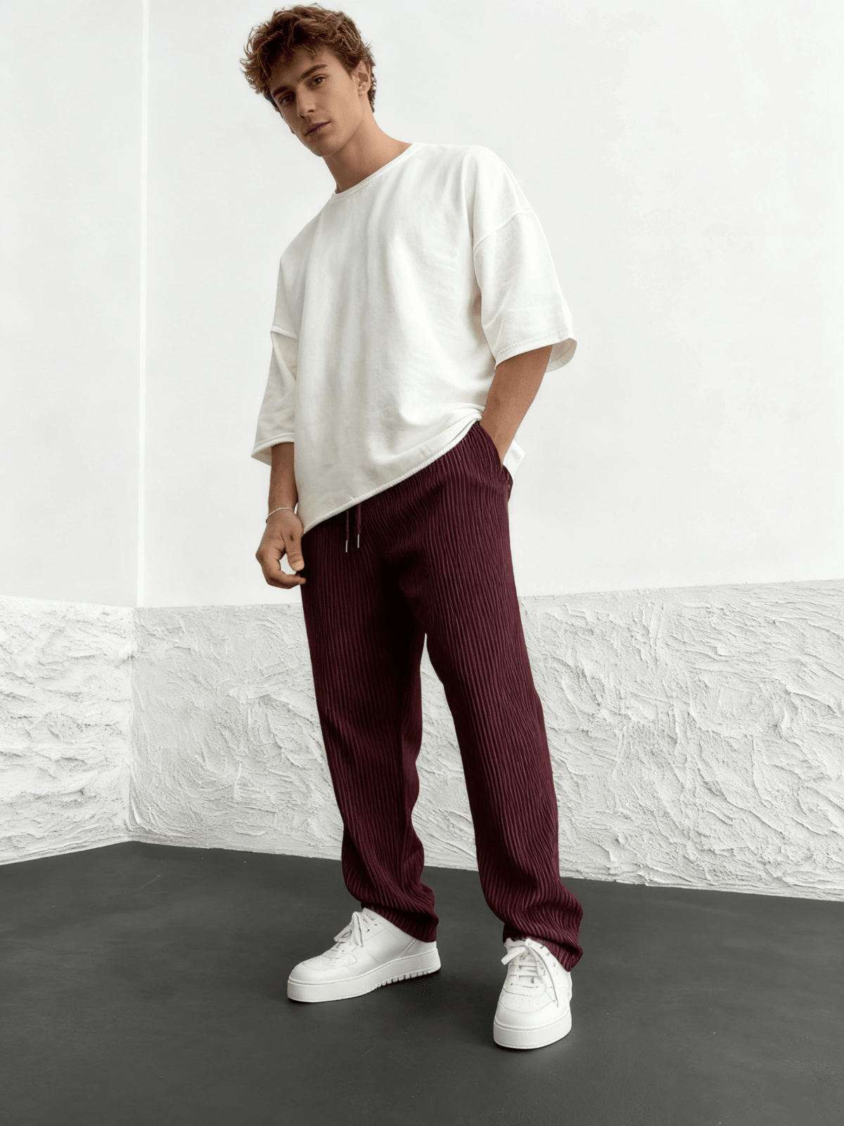 Ridge Wide Leg Pants Women | Heavyweight Vertical Rib Knit, Stretch Waist 8