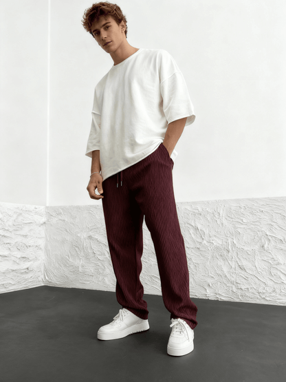 Ridge Wide Leg Pants Women | Heavyweight Vertical Rib Knit, Stretch Waist 8