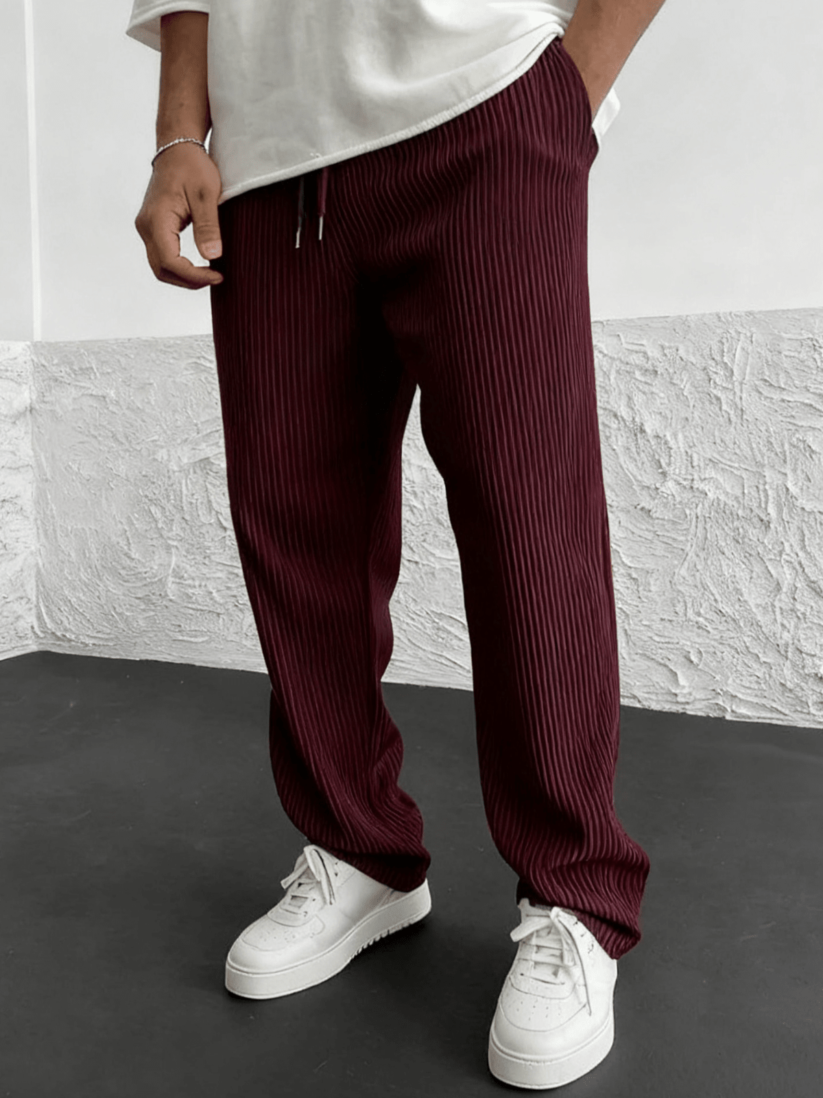 Ridge Wide Leg Pants Women | Heavyweight Vertical Rib Knit, Stretch Waist 9