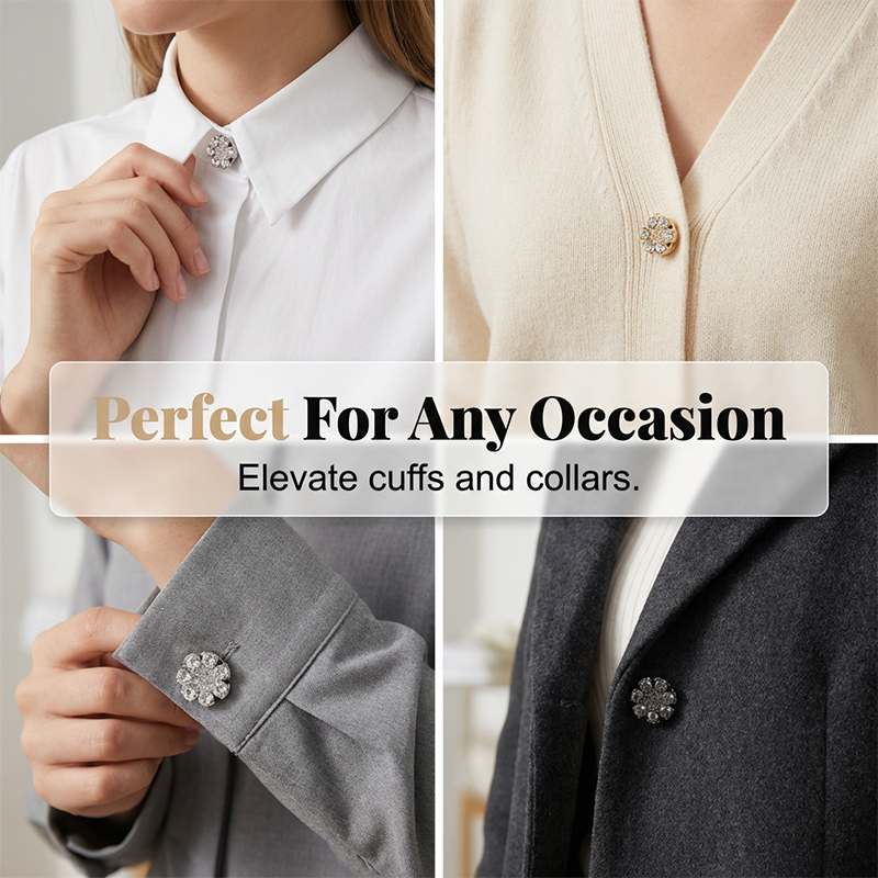 Rina Button Covers | Rhinestone Decorative Accessories for Shirts 6