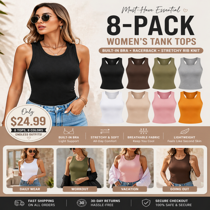 Rina Ribbed Tank Top | Built-In Bra, Soft & Breathable Fabric 1