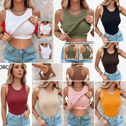 Rina Ribbed Tank Top | Built-In Bra, Soft & Breathable Fabric 2