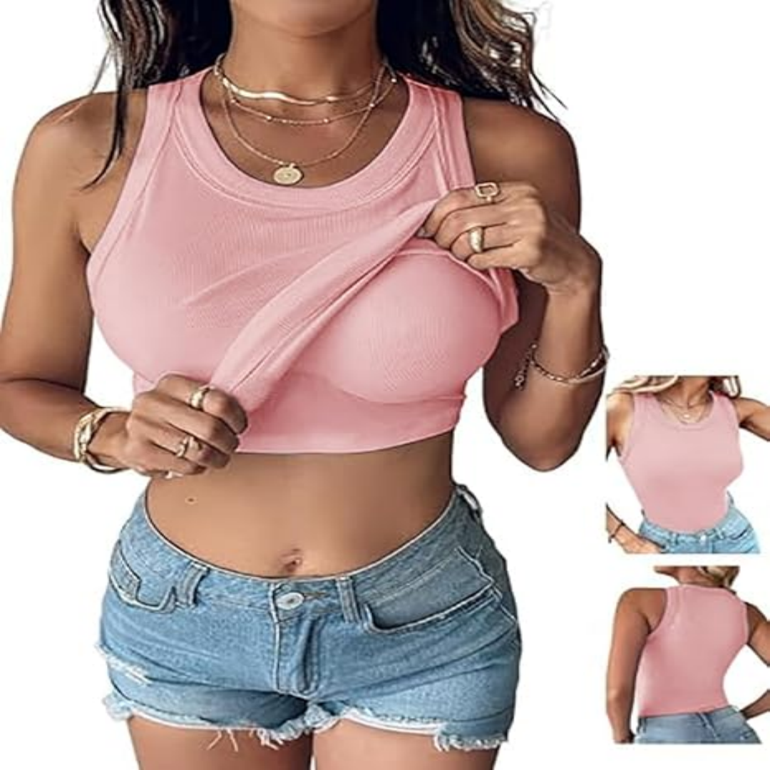Rina Ribbed Tank Top | Built-In Bra, Soft & Breathable Fabric 9