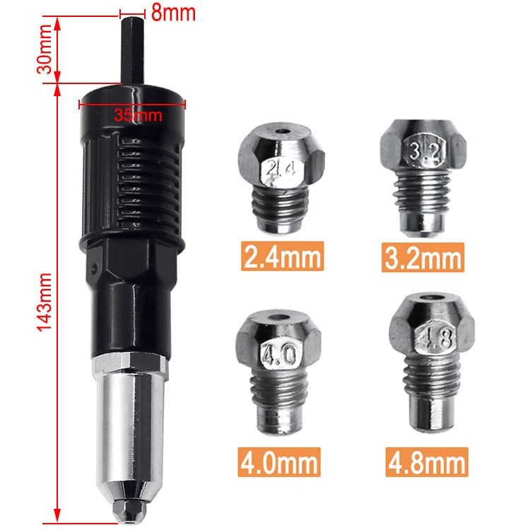 Rivet Pro Adapter Kit | Durable Alloy Steel, 120 Blind Rivets, Compatible with Electric Drills 4