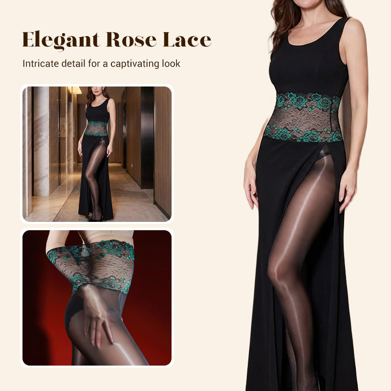 Rosa Lace Stockings Set | 8D Oil-Sheen Fabric, High-Waist Design 3