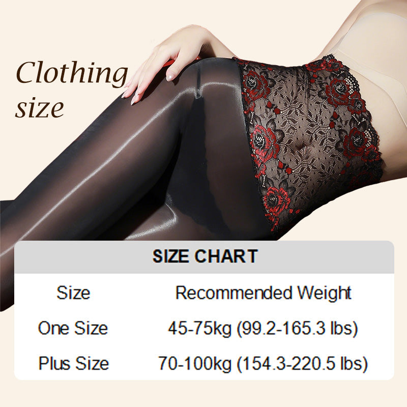 Rosa Lace Stockings Set | 8D Oil-Sheen Fabric, High-Waist Design 8