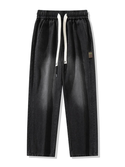 Loreo Wideleg Denim Pants — Relaxed Fit with Adjustable Drawstring Waistband