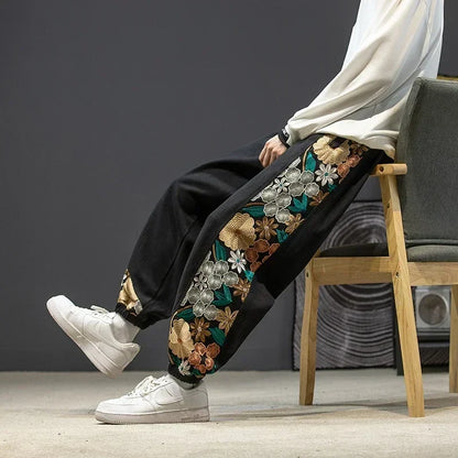 Norlaira — Vintage Embroidered Cotton Pants with Relaxed Fit