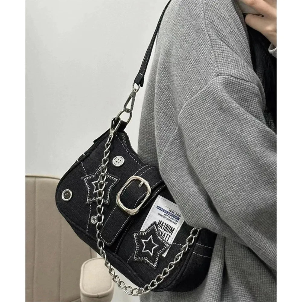 Stjerne denim underarmsveske