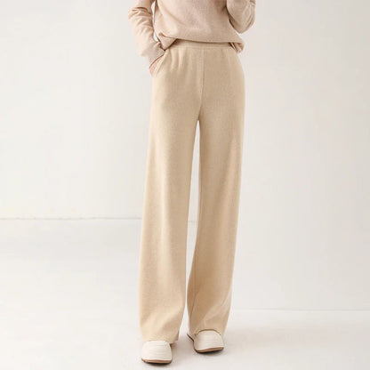 Alora — Merino Wool Wide-Leg Pants with High Waist Elastic