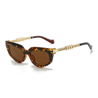 Emberlyn — Óculos de Sol UV400 Estilo Gatinho com Hastes em Corrente Dourada