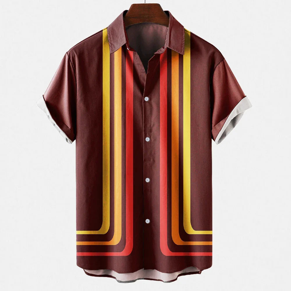 Halen — Breathable Linen Summer Shirt with Retro Vertical Stripes