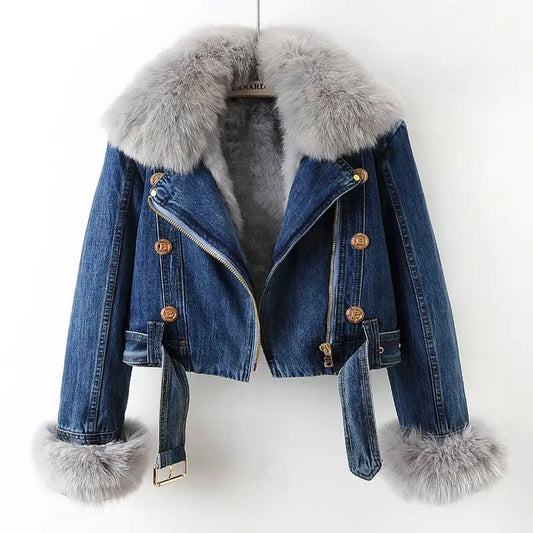 Women's Alessa Fur Denim Jacket