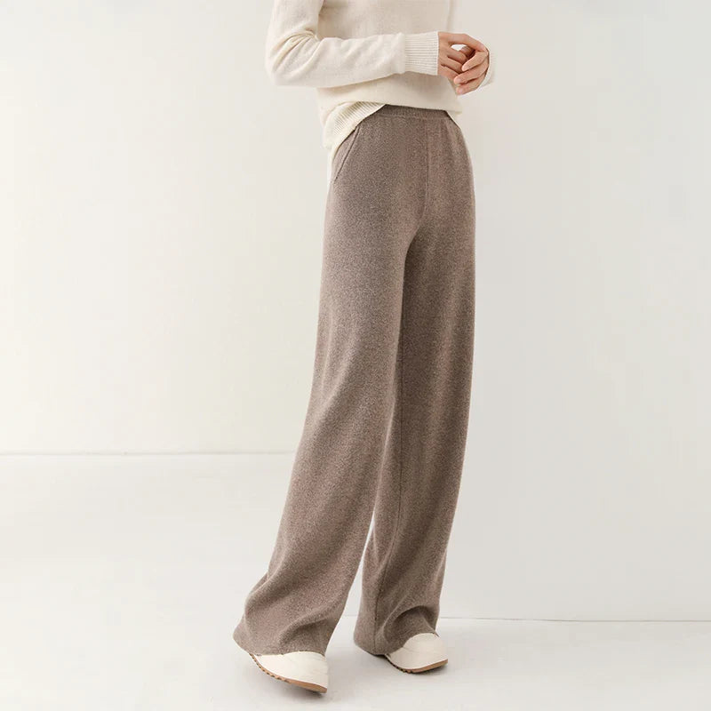 Alora — Merino Wool Wide-Leg Pants with High Waist Elastic