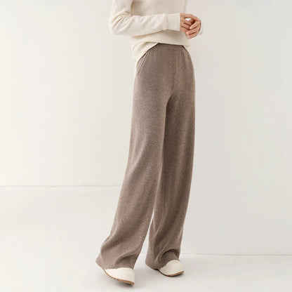 Alora — Merino Wool Wide-Leg Pants with High Waist Elastic