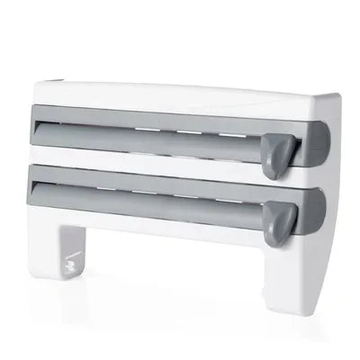 VelaWrap Organizer — Wall-Mounted Kitchen Wrap Dispenser with Spice Rack