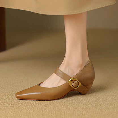 Calvea — Genuine Leather Mary Jane Pumps with Cushioned Insole