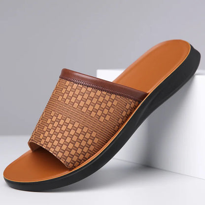 Liora — Woven Leather Sandals with Cushioned Comfort and Grip