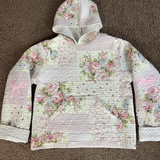 Quilted Floral Bow Hoodie 25$ TODAY ONLY