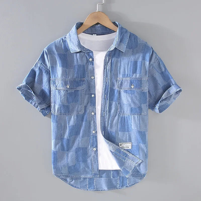 Lennox — Lightweight Cotton Blend Checkered Shirt with Chest Pockets