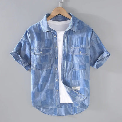 Lennox — Lightweight Cotton Blend Checkered Shirt with Chest Pockets
