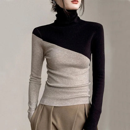 Pull Elora Split — Haut en maille bicolore avec coupe ajustée
