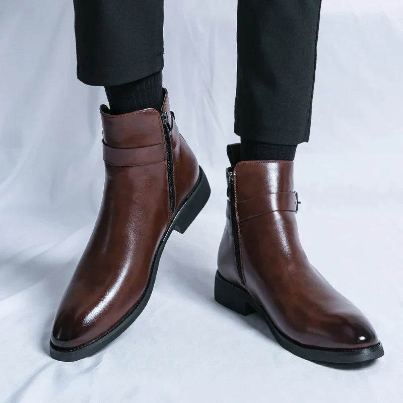 Deniro Genuine Leather Chelsea Boots