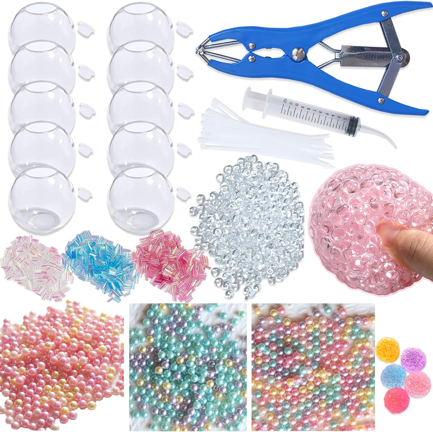 Sensa DIY Stress Ball Kit | 6 Filling Packs, 10 Soft Transparent Skins 0