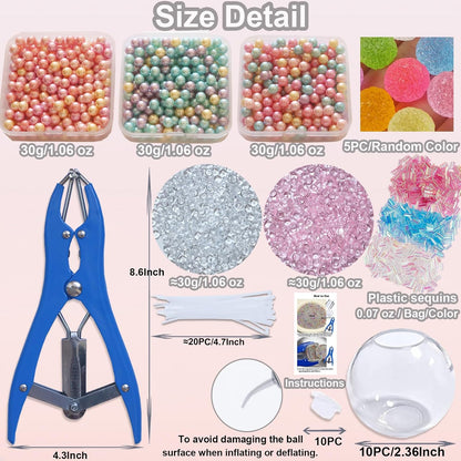 Sensa DIY Stress Ball Kit | 6 Filling Packs, 10 Soft Transparent Skins 1