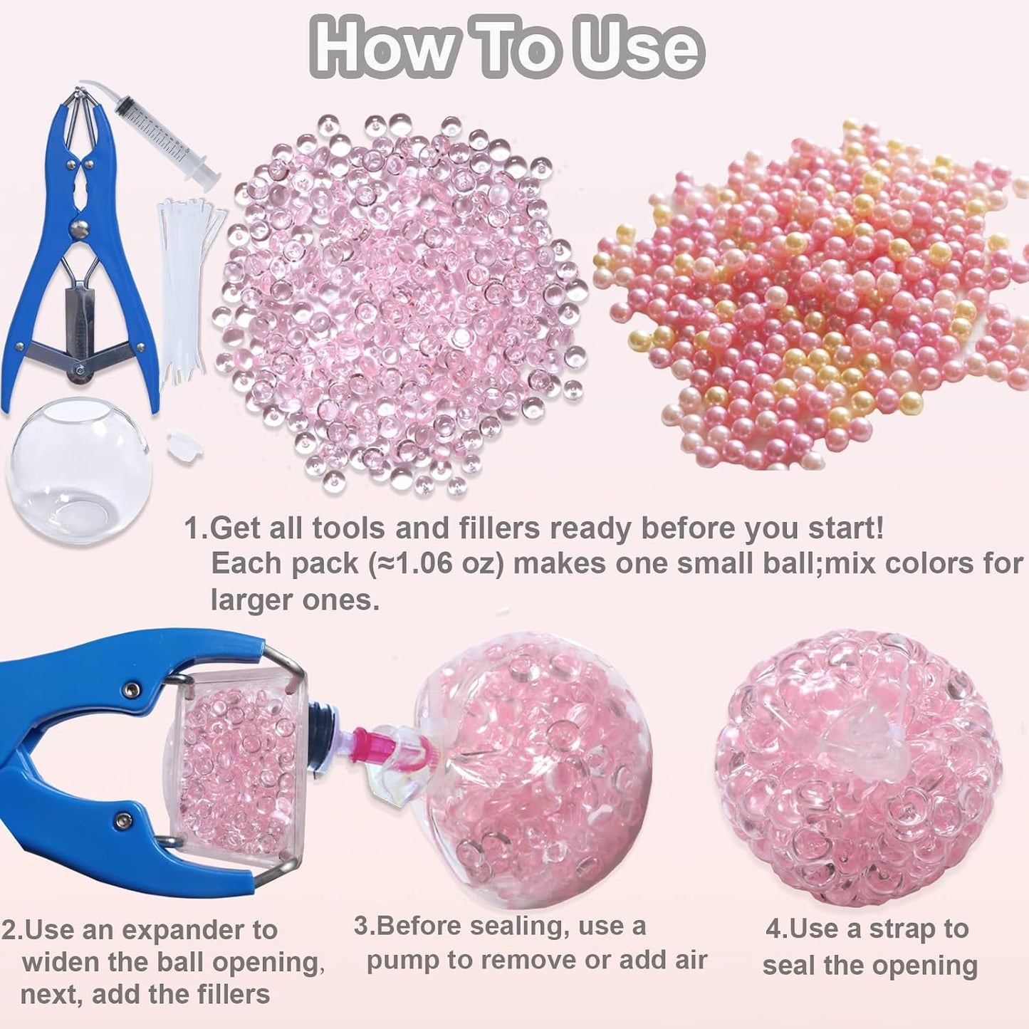 Sensa DIY Stress Ball Kit | 6 Filling Packs, 10 Soft Transparent Skins 4