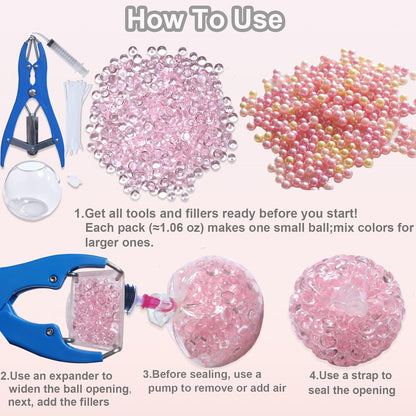 Sensa DIY Stress Ball Kit | 6 Filling Packs, 10 Soft Transparent Skins 4