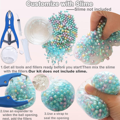 Sensa DIY Stress Ball Kit | 6 Filling Packs, 10 Soft Transparent Skins 5