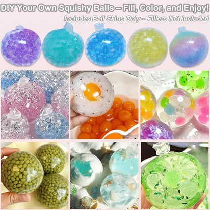 Sensa DIY Stress Ball Kit | 6 Filling Packs, 10 Soft Transparent Skins 6