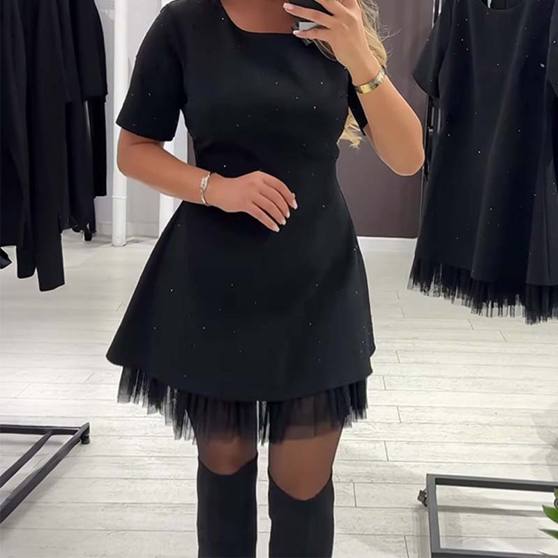 Sera Mini Dress | Sparkling Lace Trim 0