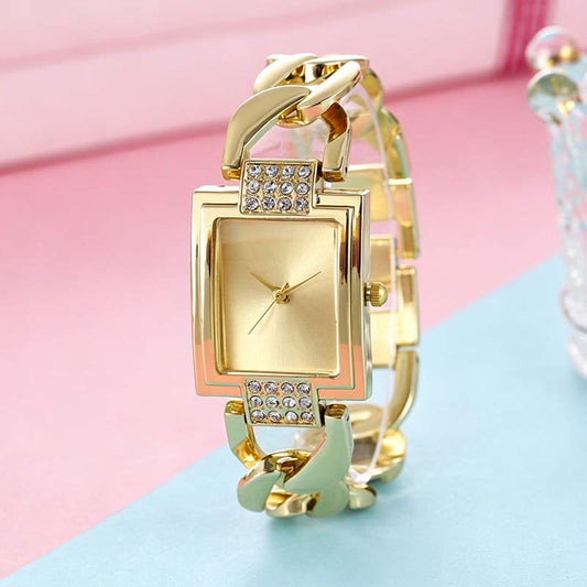 Sera Square Dial Women's Watch | Rhinestone Accents, Chain-Link Bracelet 0