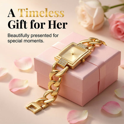 Sera Square Dial Women's Watch | Rhinestone Accents, Chain-Link Bracelet 8