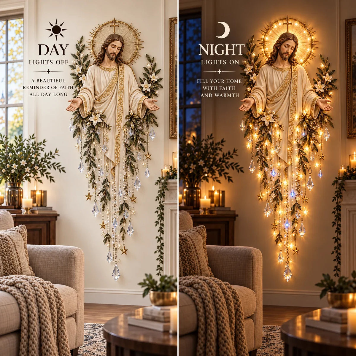 Serenlight Wall Art Décor | Lighted Jesus, Angel & Nativity Design for Living Room 2