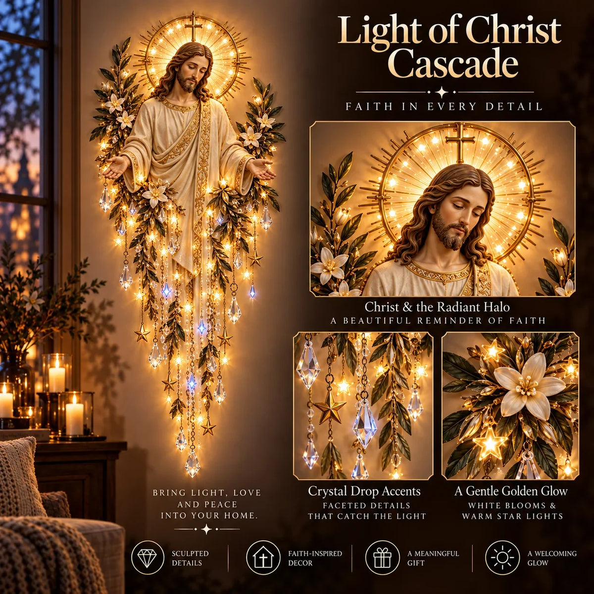 Serenlight Wall Art Décor | Lighted Jesus, Angel & Nativity Design for Living Room 3