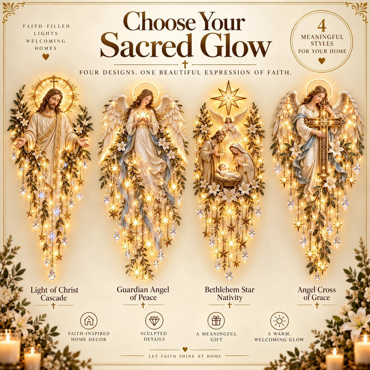 Serenlight Wall Art Décor | Lighted Jesus, Angel & Nativity Design for Living Room 4