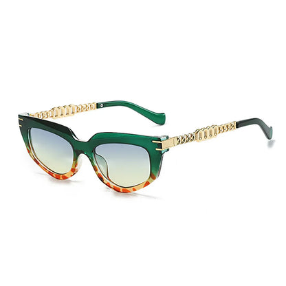 Emberlyn — Óculos de Sol UV400 Estilo Gatinho com Hastes em Corrente Dourada