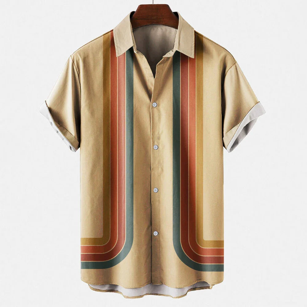 Halen — Breathable Linen Summer Shirt with Retro Vertical Stripes