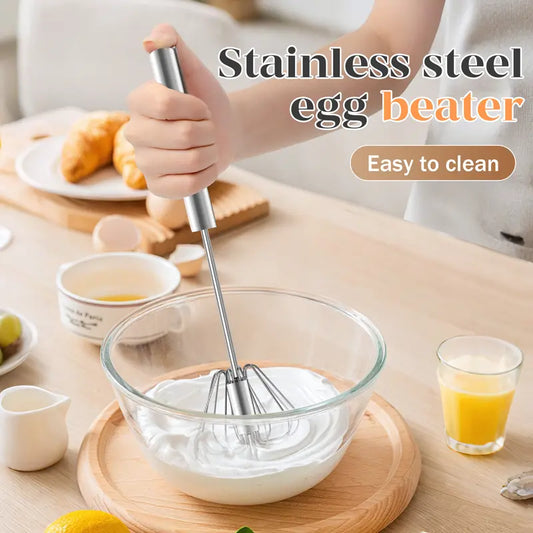 Sileo Rotary Whisk | Stainless Steel, Ergonomic Hand-Push Design 0