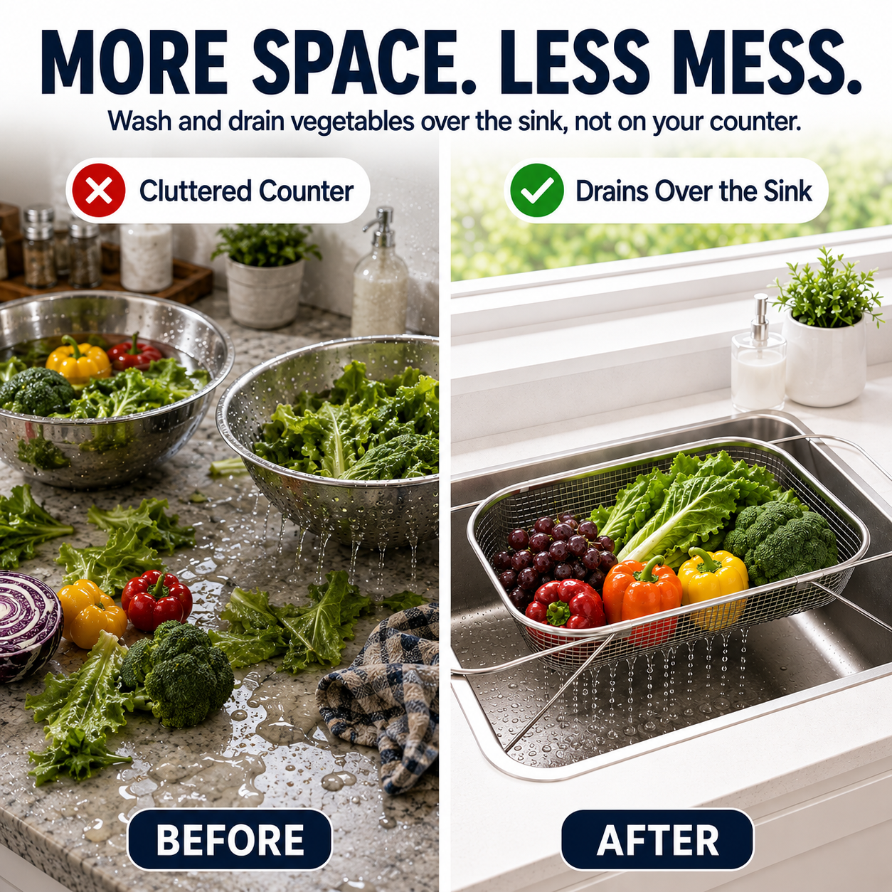 Silo Drainer Basket | Adjustable Stainless Steel Sink Drying Rack 2