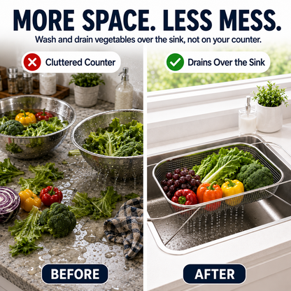 Silo Drainer Basket | Adjustable Stainless Steel Sink Drying Rack 2