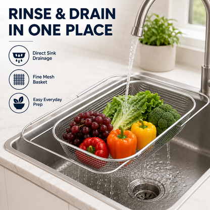 Silo Drainer Basket | Adjustable Stainless Steel Sink Drying Rack 4