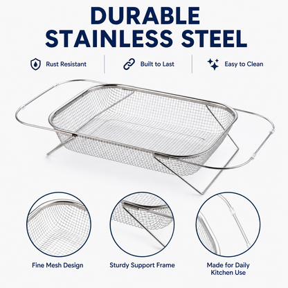 Silo Drainer Basket | Adjustable Stainless Steel Sink Drying Rack 5