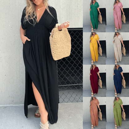 Sleek V-Neck Dress | Casual, Lightweight Cotton Blend Summer Dress 0