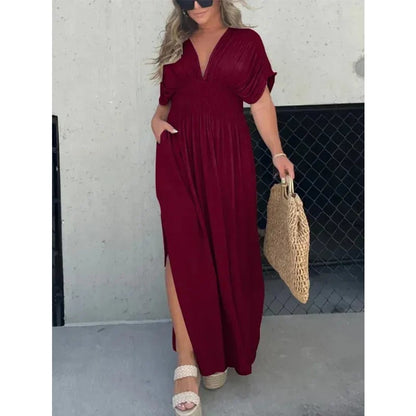 Sleek V-Neck Dress | Casual, Lightweight Cotton Blend Summer Dress 2