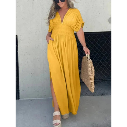 Sleek V-Neck Dress | Casual, Lightweight Cotton Blend Summer Dress 3
