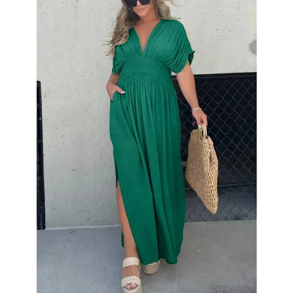 Sleek V-Neck Dress | Casual, Lightweight Cotton Blend Summer Dress 4
